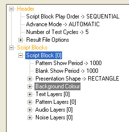 Default Script File Properties with the Script Block Selected