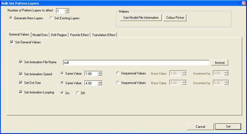 The Bulk Set Pattern Layers Dialog